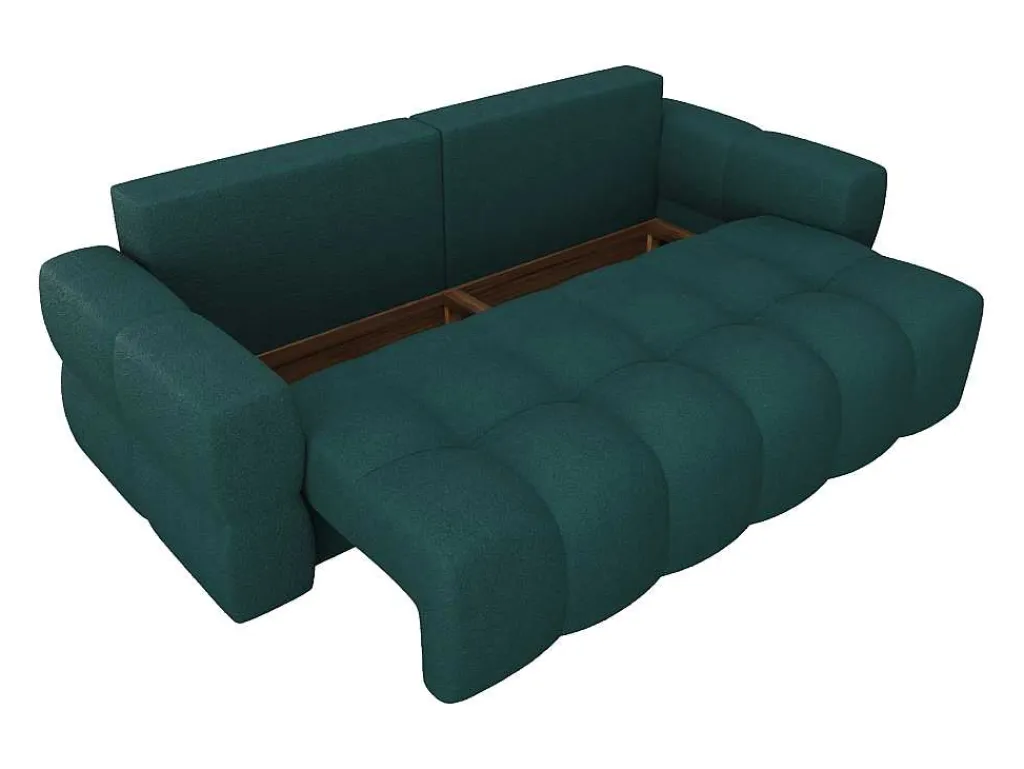Driezitsslaapbank Van Blauwgroene Bouclestof Issoro-Vente-unique Discount
