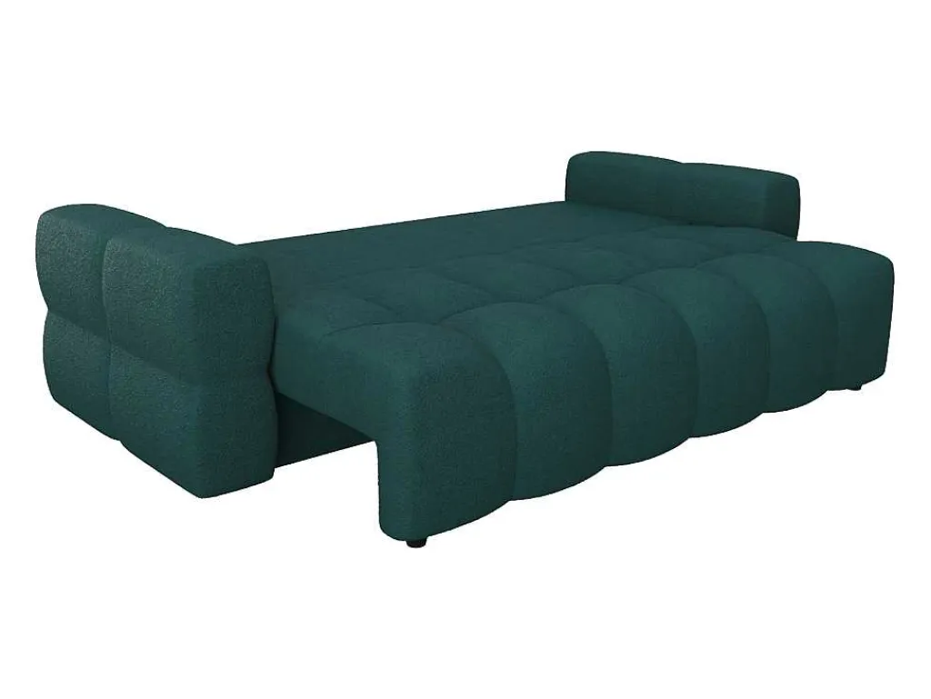 Driezitsslaapbank Van Blauwgroene Bouclestof Issoro-Vente-unique Discount