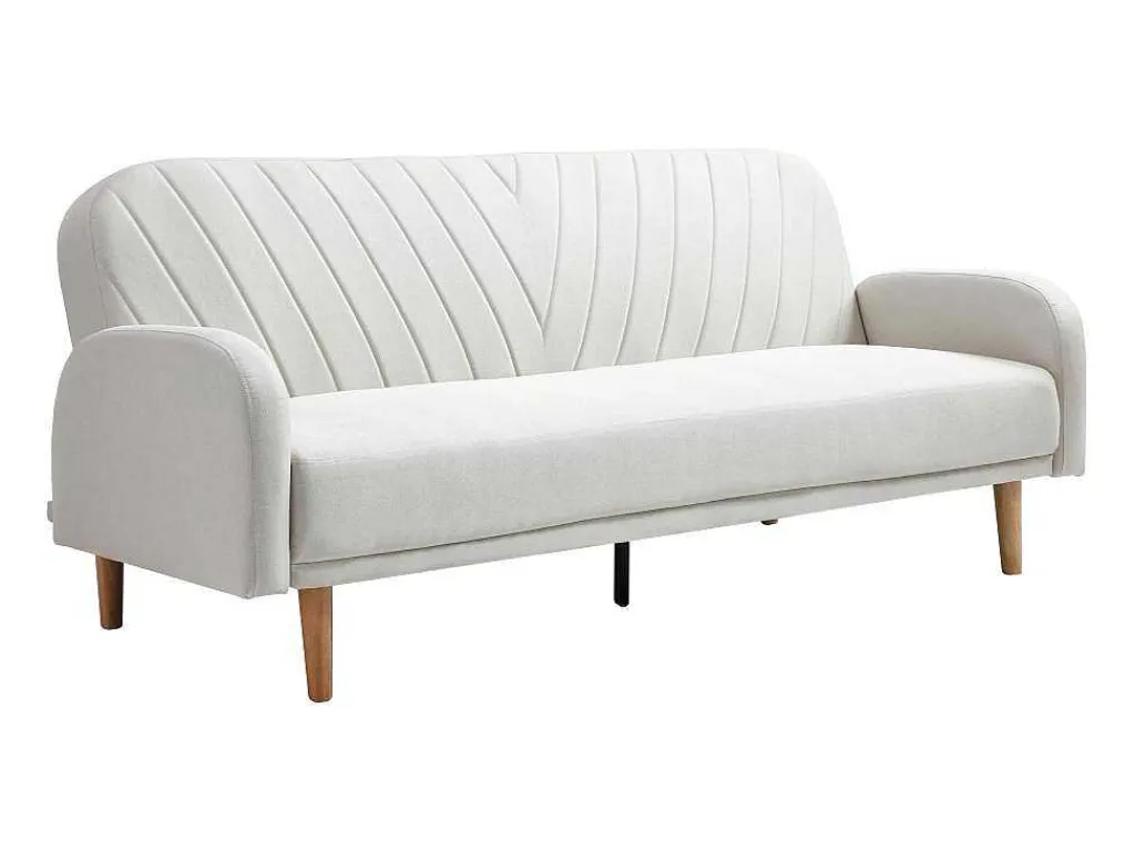 Driezitsslaapbank Van Cremekleurige Stof Venafra-Vente-unique Clearance