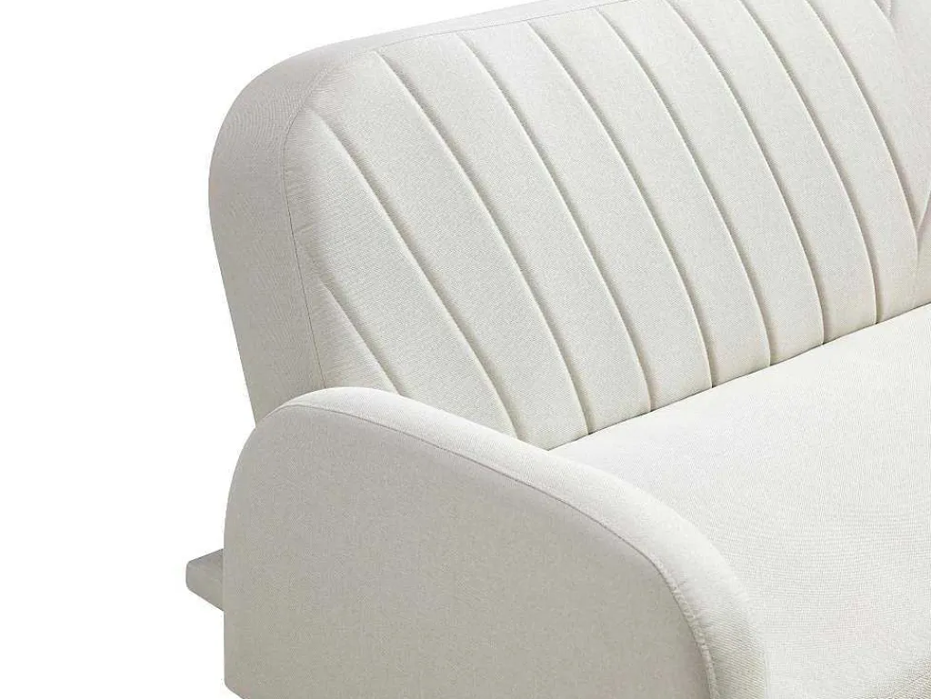 Driezitsslaapbank Van Cremekleurige Stof Venafra-Vente-unique Clearance