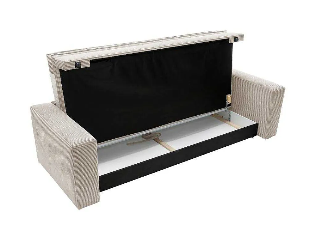 Driezitsslaapbank Van Cremewit Ribfluweel Tilia.-Vente-unique Clearance