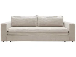 Driezitsslaapbank Van Cremewit Ribfluweel Tilia.-Vente-unique Clearance