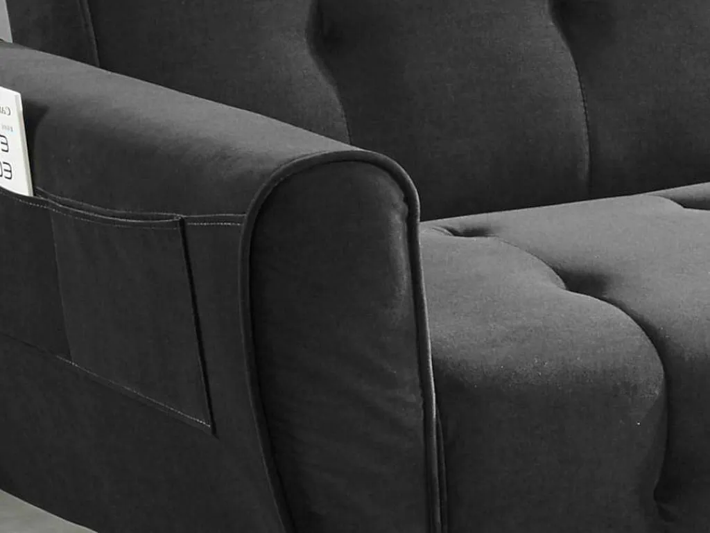 Driezits-Slaapbank Van Fluweel Polani - Antraciet-Vente-unique Online