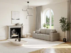 Driezitsslaapbank Van Lichtgrijze Bouclestof Issoro-Vente-unique Outlet