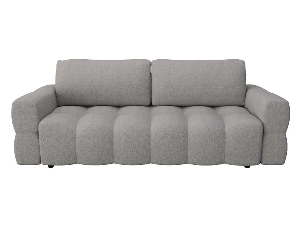 Driezitsslaapbank Van Lichtgrijze Bouclestof Issoro-Vente-unique Outlet
