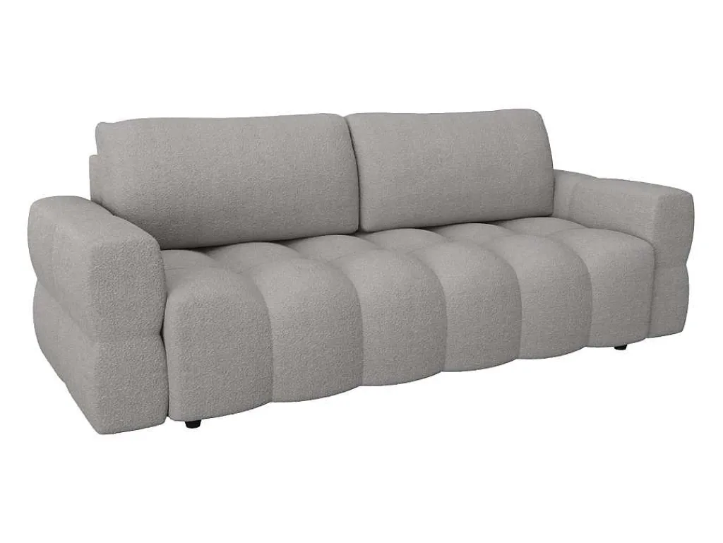 Driezitsslaapbank Van Lichtgrijze Bouclestof Issoro-Vente-unique Outlet