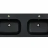 Dubbele Inbouwwastafel In Hars Met Steenlook - Zwart - L120 X B46 Cm - Atiwa-Shower & Design Sale