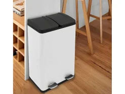 Dubbele Pedaalemmer 60 L - Wit-Monstershop Hot