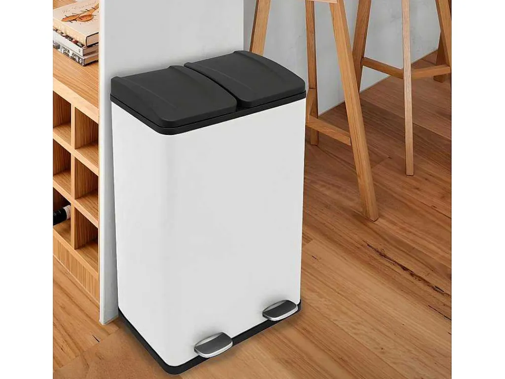 Dubbele Pedaalemmer 60 L - Wit-Monstershop Hot