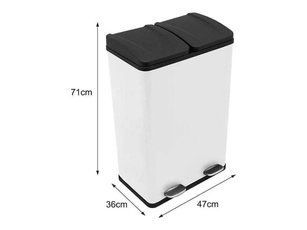 Dubbele Pedaalemmer 60 L - Wit-Monstershop Hot