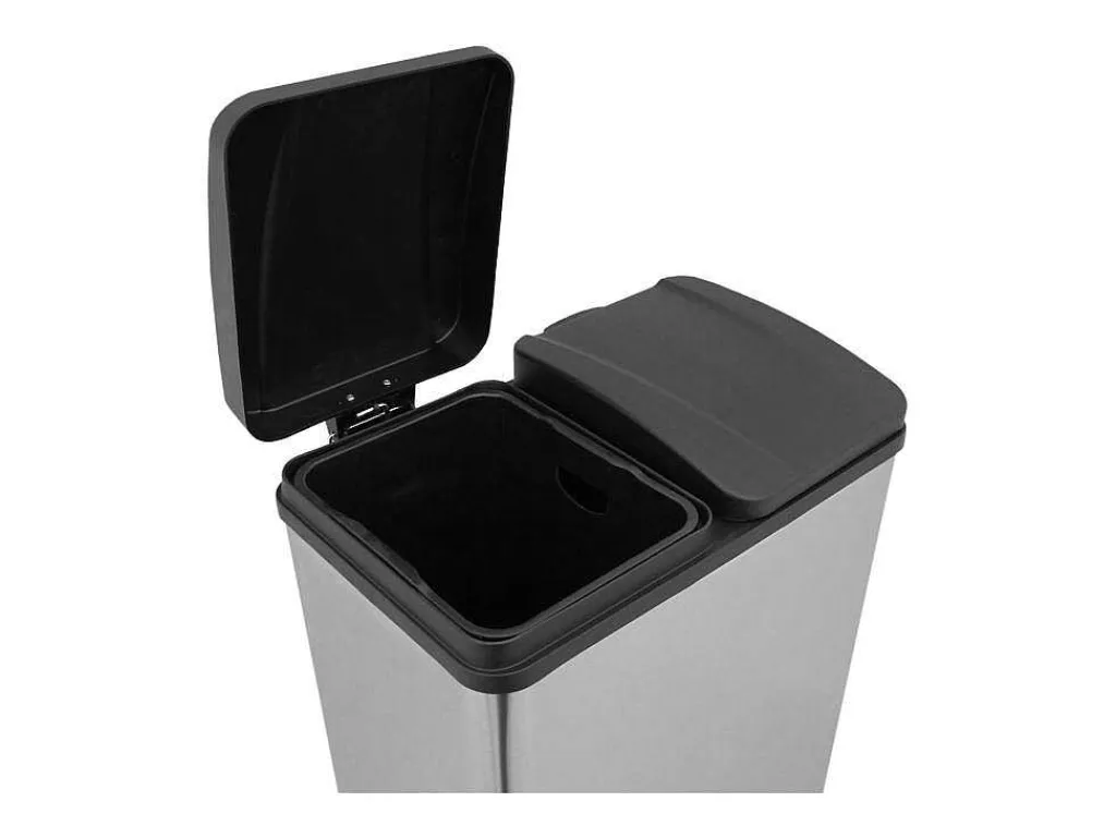Dubbele Pedaalemmer 60 L - Zilver-Monstershop