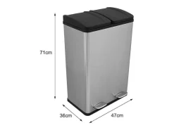 Dubbele Pedaalemmer 60 L - Zilver-Monstershop