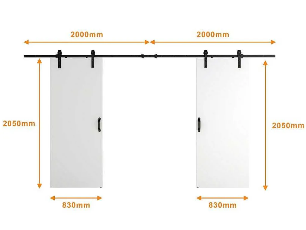 Dubbele Schuifdeur - 2 X H205 X L83 Cm - Mdf + Wit Pvc - Varin-Vente-unique Clearance
