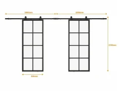 Dubbele Schuifdeur H205 X B83 Cm - Aluminium En Mat Gehard Glas - Wilden-Vente-unique Online