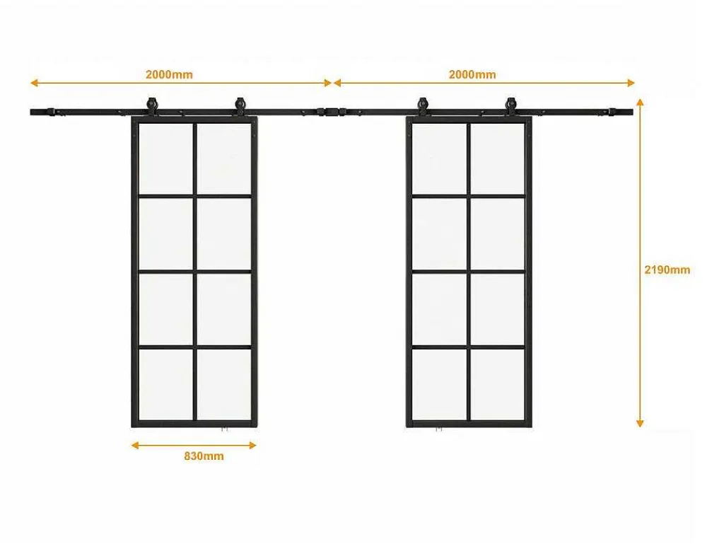 Dubbele Schuifdeur H205 X B83 Cm - Aluminium En Mat Gehard Glas - Wilden-Vente-unique Online