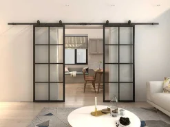 Dubbele Schuifdeur H205 X B83 Cm - Aluminium En Mat Gehard Glas - Wilden-Vente-unique Online