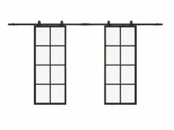 Dubbele Schuifdeur H205 X B83 Cm - Aluminium En Mat Gehard Glas - Wilden-Vente-unique Online