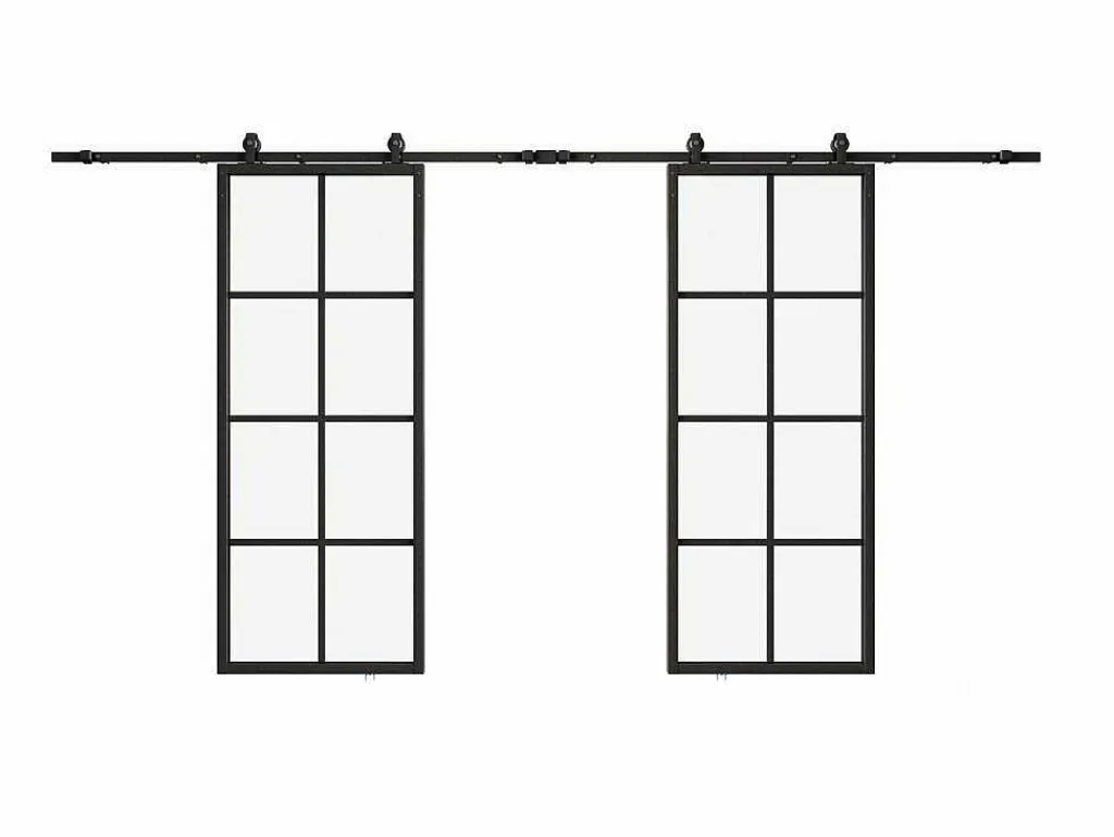 Dubbele Schuifdeur H205 X B83 Cm - Aluminium En Mat Gehard Glas - Wilden-Vente-unique Online