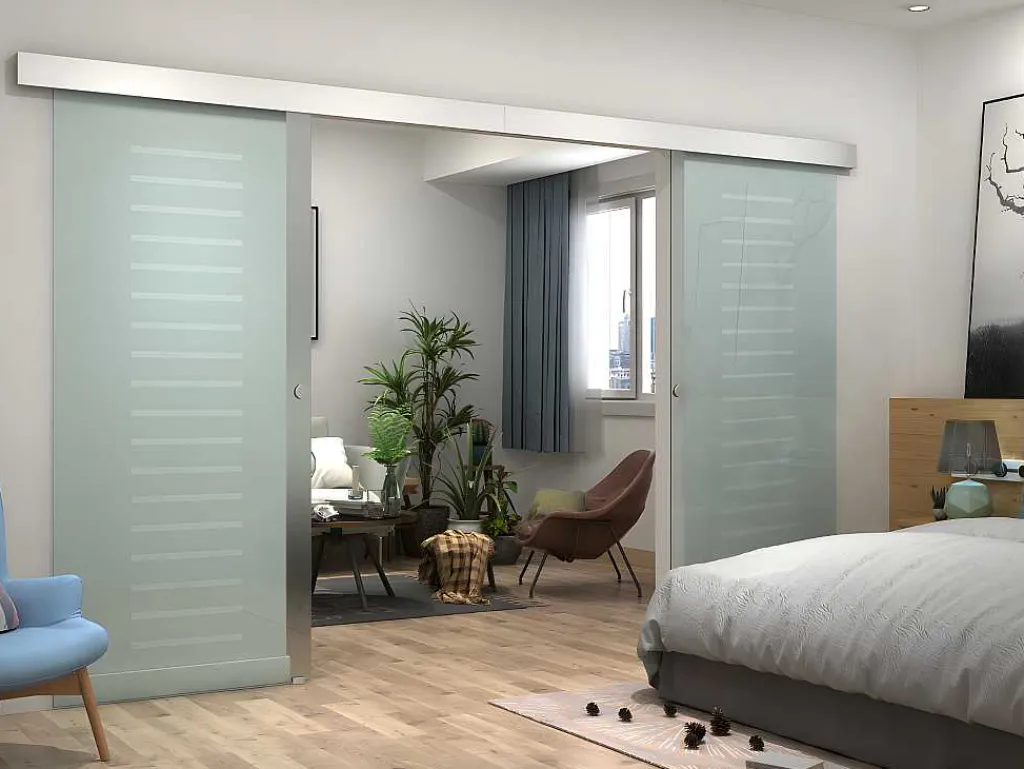 Dubbelwandige Schuifdeur - H205 X L166Cm - Gehard Glas - Astana-Vente-unique Discount
