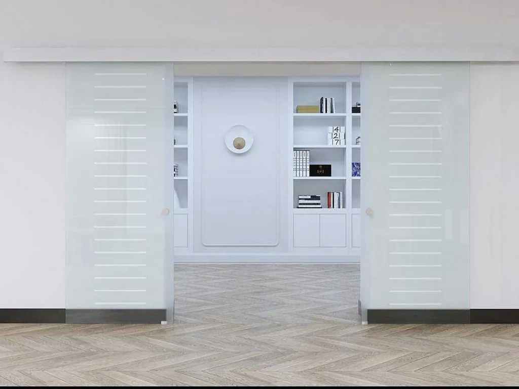 Dubbelwandige Schuifdeur - H205 X L166Cm - Gehard Glas - Astana-Vente-unique Discount