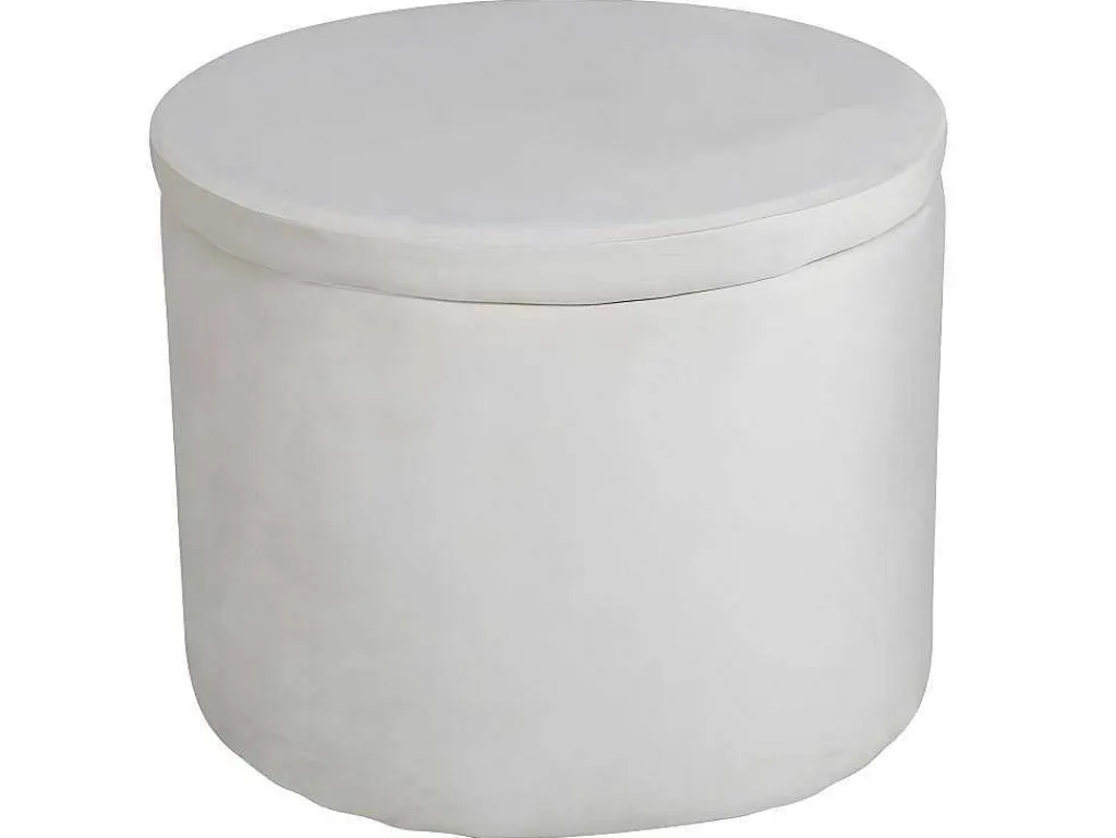 Dunken Poef, Hocker Met Opbergruimte O51Cm Velours Beige.-Venture Home Clearance