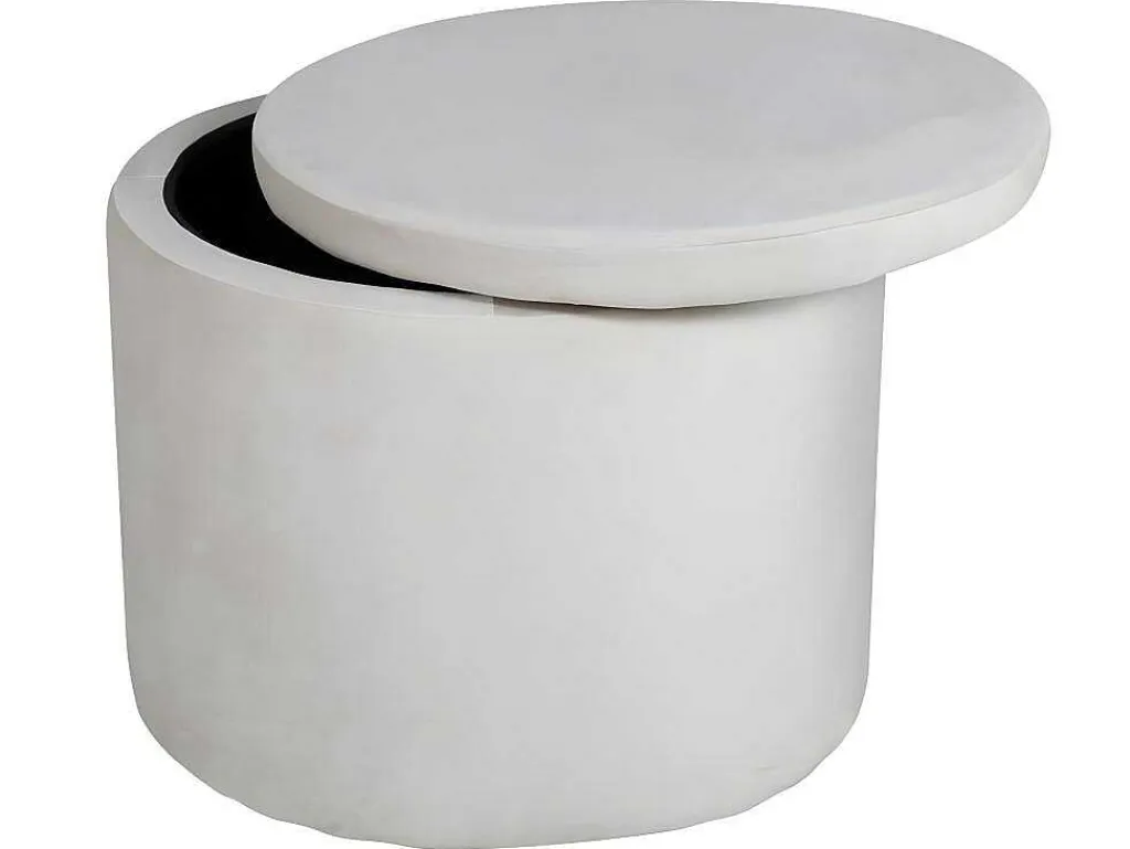 Dunken Poef, Hocker Met Opbergruimte O51Cm Velours Beige.-Venture Home Clearance