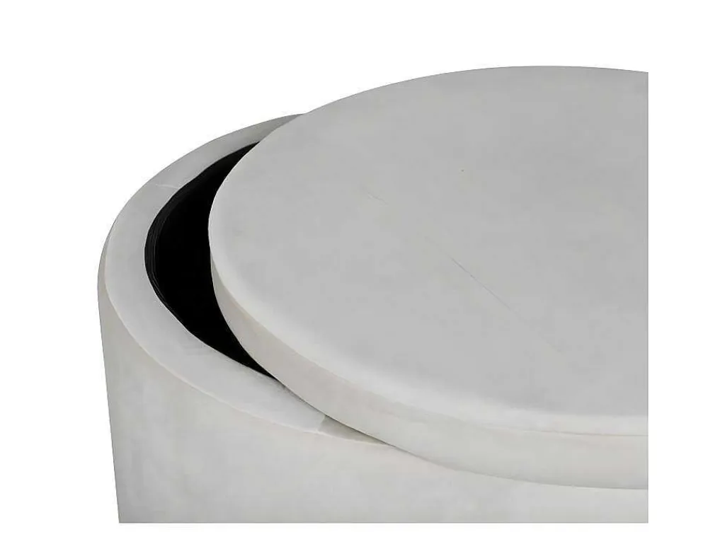 Dunken Poef, Hocker Met Opbergruimte O51Cm Velours Beige.-Venture Home Clearance