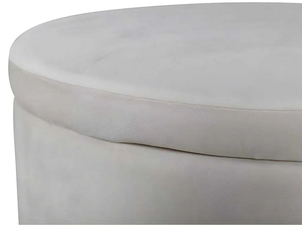 Dunken Poef, Hocker Met Opbergruimte O51Cm Velours Beige.-Venture Home Clearance