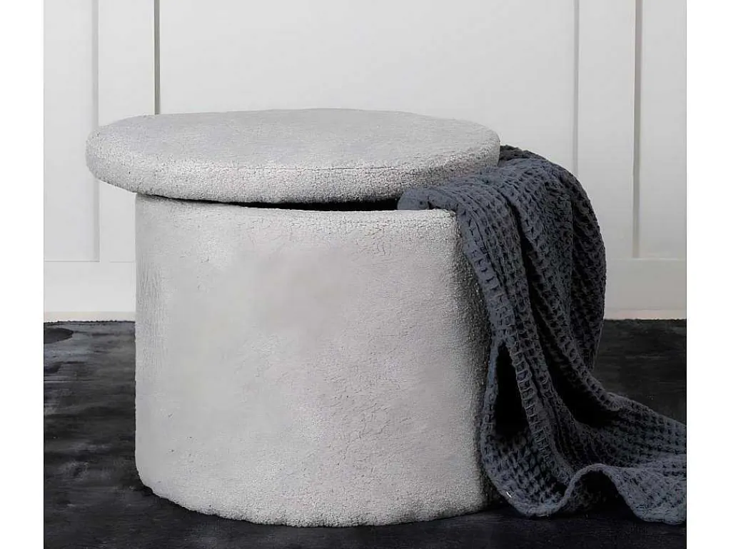 Dunken Poef, Hocker Met Opbergruimte O51Cm Teddystof Bruin.-Venture Home Hot