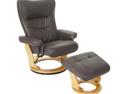 Edmonton Fauteuil Met Kruk, Bruin, Naturel Bruin-Vente-unique Hot