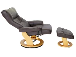 Edmonton Fauteuil Met Kruk, Bruin, Naturel Bruin-Vente-unique Hot