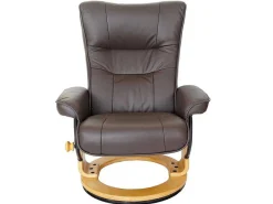 Edmonton Fauteuil Met Kruk, Bruin, Naturel Bruin-Vente-unique Hot