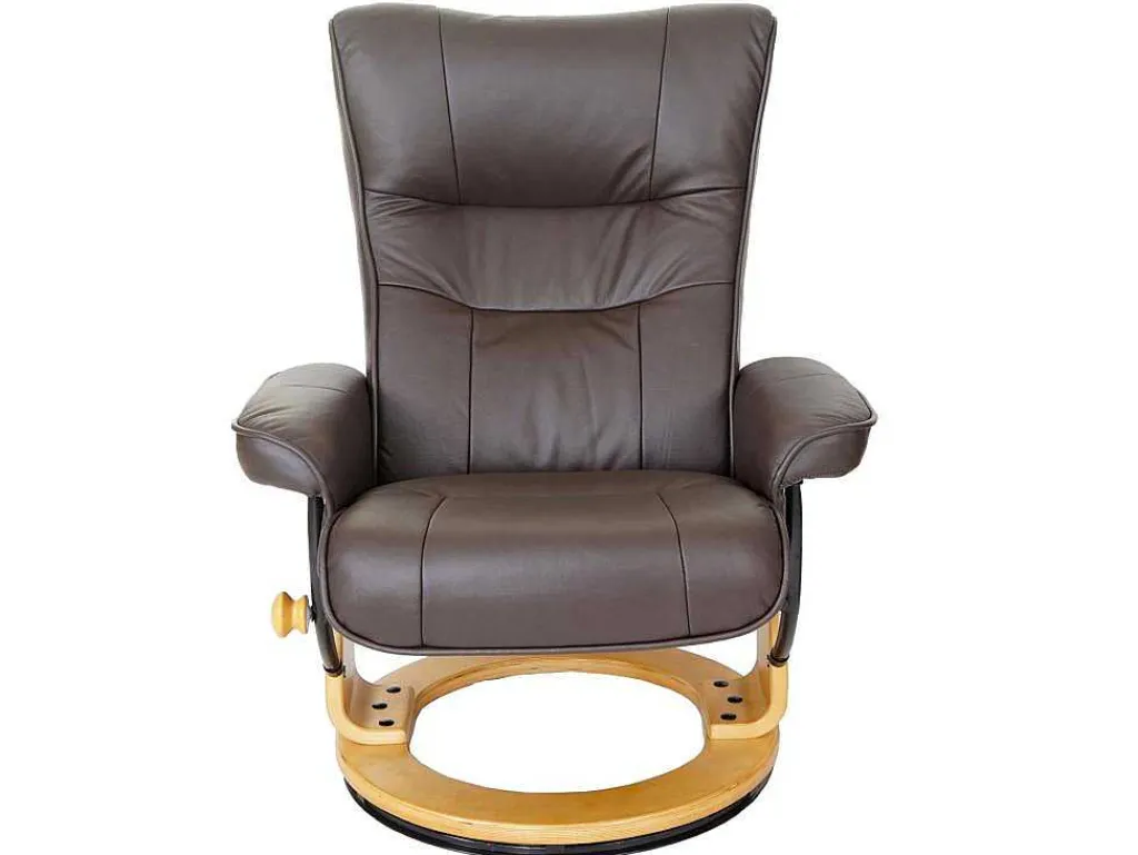 Edmonton Fauteuil Met Kruk, Bruin, Naturel Bruin-Vente-unique Hot