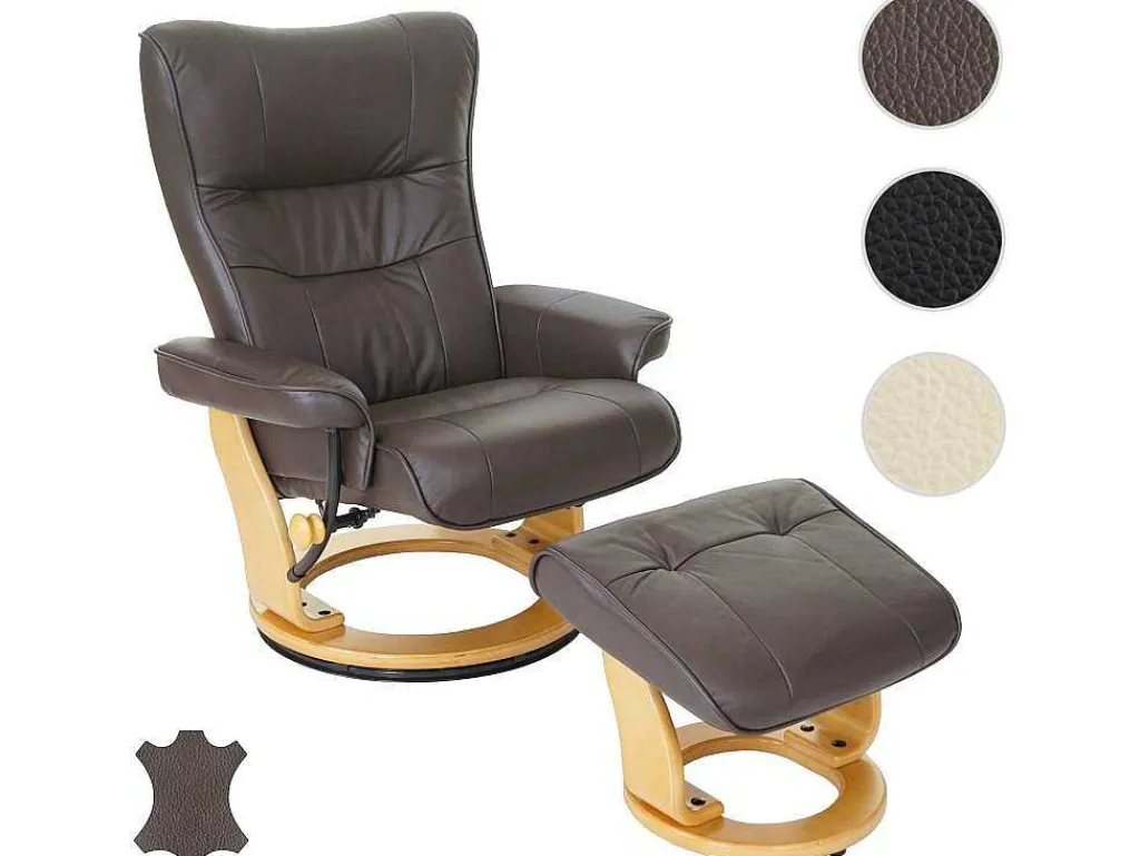 Edmonton Fauteuil Met Kruk, Bruin, Naturel Bruin-Vente-unique Hot