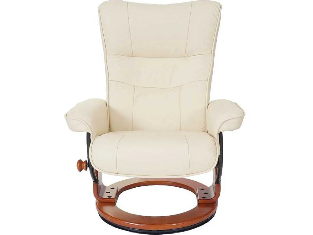 Edmonton Fauteuil Met Kruk, Creme, Honingkleurig-Vente-unique