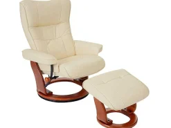 Edmonton Fauteuil Met Kruk, Creme, Honingkleurig-Vente-unique
