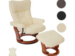 Edmonton Fauteuil Met Kruk, Creme, Honingkleurig-Vente-unique