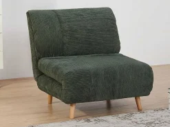 Eenpersoons Slaapbank Van Fluweel Ribstof Palula - Donkergroen-Vente-unique New