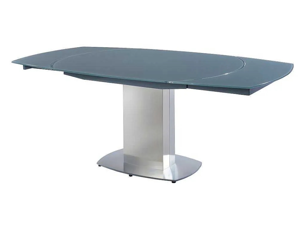 Eettafel Talicia Uitschuifbaar Van Gehard Glas En Metaal - 6 Tot 8 Personen - Grijs-Vente-unique New