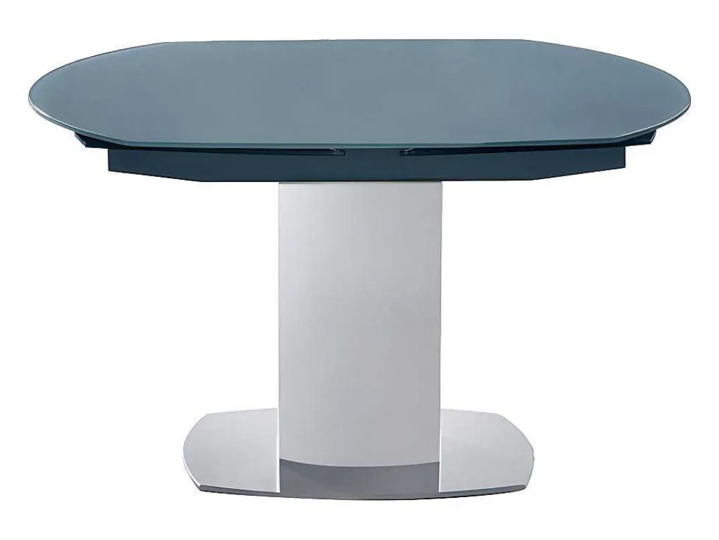Eettafel Talicia Uitschuifbaar Van Gehard Glas En Metaal - 6 Tot 8 Personen - Grijs-Vente-unique New