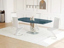Eettafel Talicia Uitschuifbaar Van Gehard Glas En Metaal - 6 Tot 8 Personen - Grijs-Vente-unique New