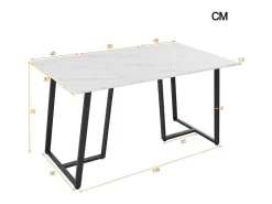 Eettafel 140X80 Cm - Metalen Structuur - Marmerpatroon Fineer - Wit & Zwart-ModernLuxe New