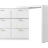 Eigentijdse Scandinavische Draaibare Kaptafel Met 6 Lades - Versierd Met Bloemmotief - Wit-ModernLuxe Best