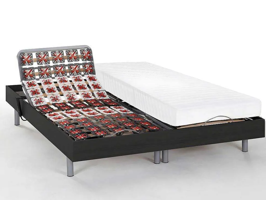Elektrisch Bed - Bedbodem En Matras - Latex Cassiopee Iii Van - Okin Motoren - 2 X 90 X 200 Cm - Zwart-DREAMEA Online