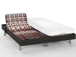 Elektrisch Bed Bedbodem En Matras Latex-Instap Cassiopee Iii Van - Zwart - Motoren Okin - 2X80X200 Cm-DREAMEA