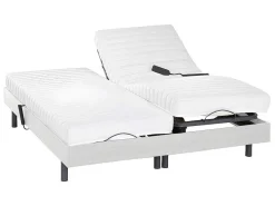 Elektrisch Bed Bedbodem En Matras Lattenbodem En Contactplaatjes - Pandora Ii Van - Motor Okin - Wit - 2X80X200 Cm-DREAMEA Hot