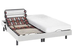 Elektrisch Bed Bedbodem En Matras Lattenbodem En Contactplaatjes - Pandora Ii Van - Motor Okin - Wit - 2X80X200 Cm-DREAMEA Hot