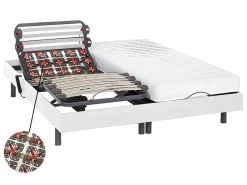 Elektrisch Bed Bedbodem En Matras Lattenbodem En Contactplaatjes - Pandora Ii Van - Motor Okin - Wit - 2X80X200 Cm-DREAMEA Hot