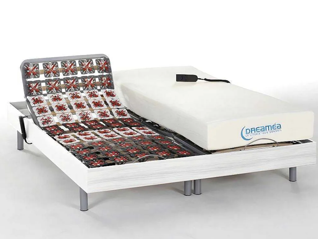 Elektrische Bedbodem En Matras Met Vormgeheugen Hesiode Iii Van - Motoren Okin - Wit - 2 X 80 X 200 Cm-DREAMEA New