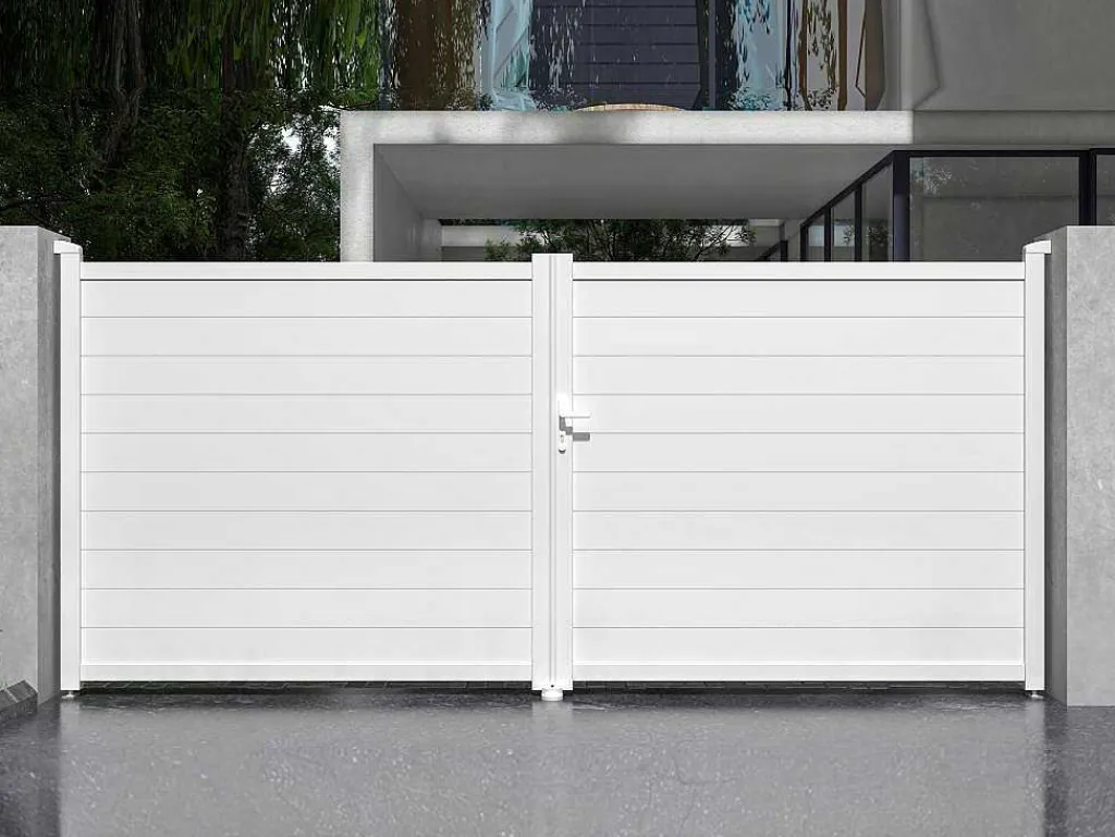 Elektrische Draaipoort Van Aluminium L397 X H181 Cm Wit - Nazario-EXPERTLAND Online